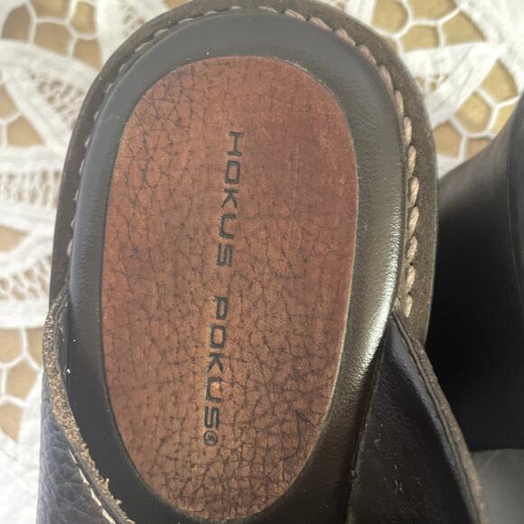 Hokus Pokus Size 8 Sandal 2" block heel Leather brown Women shoe - Picture 4 of 9